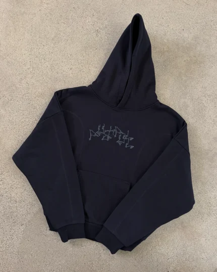 Push Pull Black Graph Panelled Hoodie