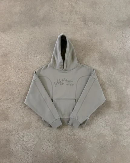 Push Pull Olive Graph Panelled Hoodie