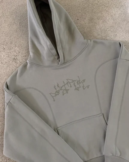 Push Pull Olive Graph Panelled Hoodie