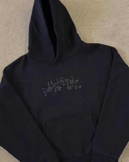 Push Pull Black Graph Panelled Hoodie