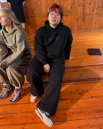 OLIVE PANELLED TRACK PANTS