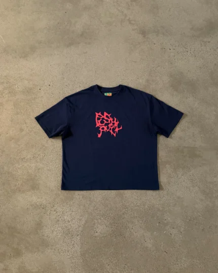 NAVY CUT OUT GRAPHIC T-SHIRT